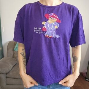 Vintage Red Hat Grannies Bear Graphic T Shirt Size Large